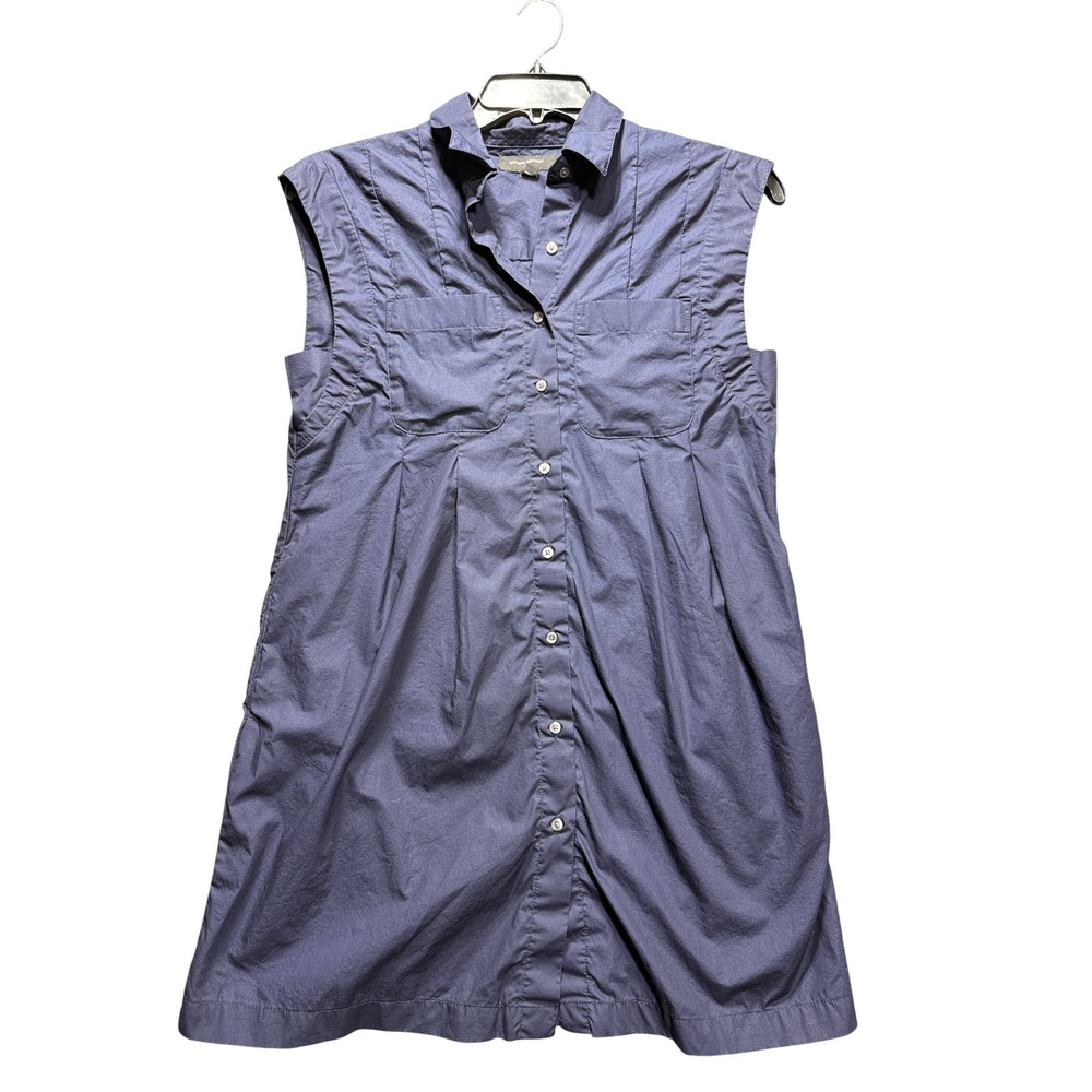 Banana Republic Shirt Dress Women Small Blue Sleeveless Poplin Utility Pockets